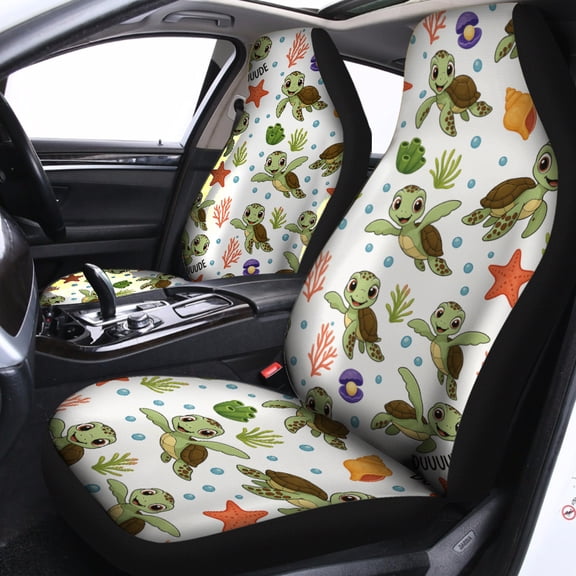Cute Sea Turtle Car Seat Covers – Cartoon Ocean Animal Auto Seat Protectors, Underwater Marine Theme Car Interior Decor