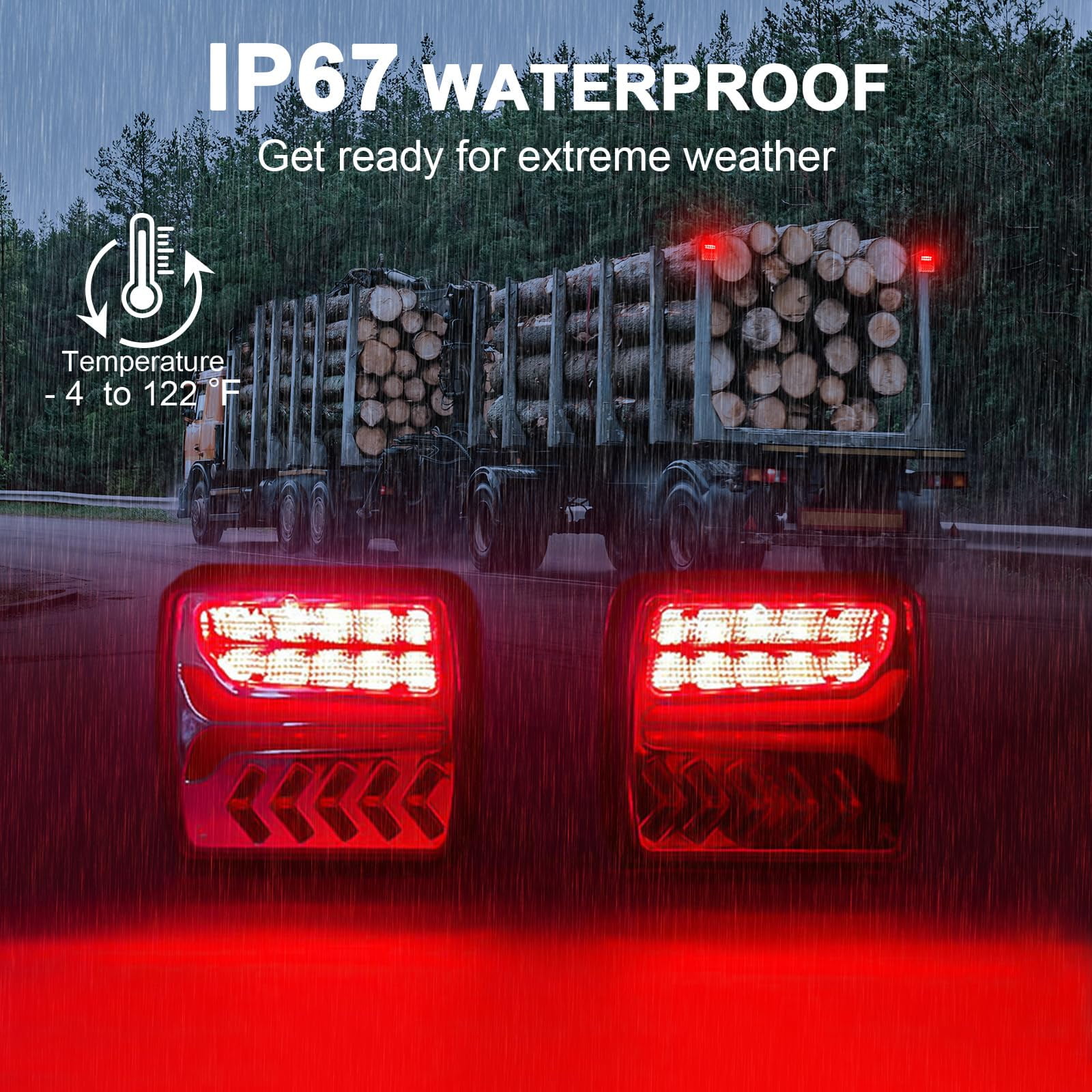 Fazipu Magnetic Wireless Trailer Lights, Rechargeable LED Trailer Light for Towing Truck, Waterproof Tail Tow Lights Kit for RV Camper Boat Caravan, Portable Turn Signal Brake Running Stop
