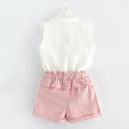 thumbnail image 4 of XBASW Kids Toddler Baby Girls Shorts Set Embroidery Ruffle Sleeveless Shirt Tops + Solid Color Shorts Summer 2PCS Outfits 2-7T, 4 of 9