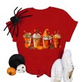 thumbnail image 5 of Halloween Shirts for Women T-Shirt for Casual Wear with Short Round Neck Pumpkin Print Loose Top in Stylish Everyday Wardrobe Red M, 5 of 6