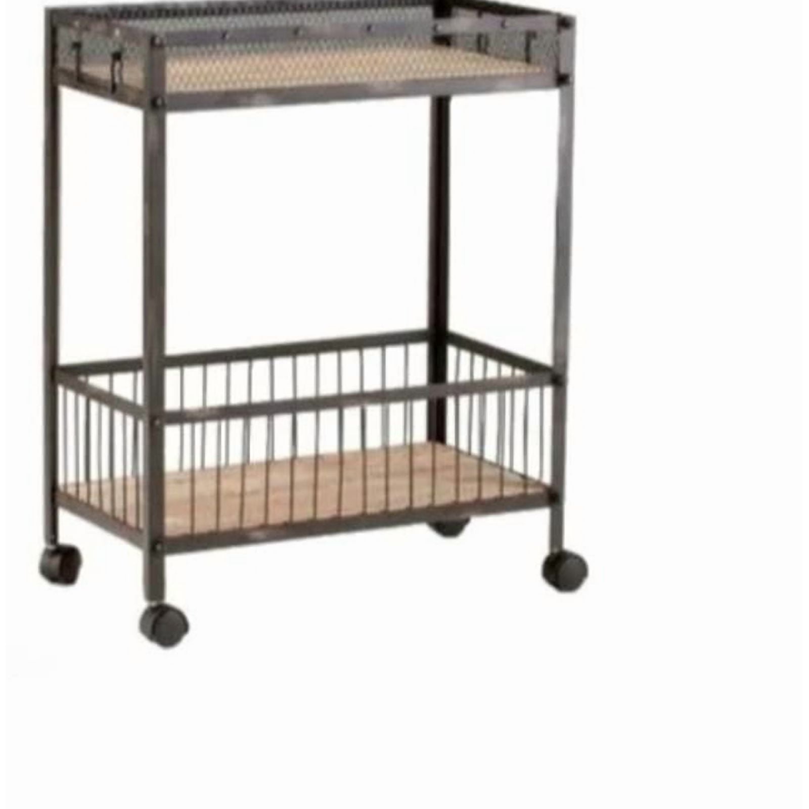 Chariot de bar Jodie, vieux chariot de bar en bois de pin, chariot en bois, chariot de rangement mobile, chariot en bois avec roues, chariot noir mat avec cadre en fer