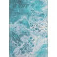 thumbnail image 2 of Addison Rugs Mayfield Premium Machine Washable Transitional Abstract Teal Rectangle Rug, 10' X 14' Machine Washable Transitional Abstract Teal Oversized Sherpa Throw Blanket, 2 of 7