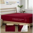 thumbnail image 4 of THREAD SPREAD Twin XL Fitted Sheet Only - 100% Cotton 400 Thread Count Deep Pocket Fitted Sheet Twin XL, Soft Cooling Sateen Weave Elastic Bottom Sheet, Fits College Dorm Mattress, Teens - Burgundy, 4 of 8