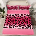 thumbnail image 2 of jejeloiu Cartoon Cheetah Pattern Full Size Sheets,Modern Geometric Striped Bed Sheets,Pink Black Sheet Sets For Girl Teens,Breathable Home Decor,4-Piece, 2 of 7