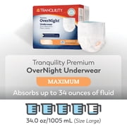 Tranquility Premium OverNight Disposable Absorbent Underwear, Medium, Maximum Protection, 18 ct Bag