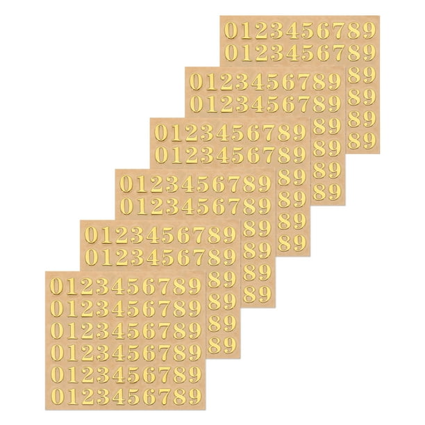 6 Hojas de Calcomanías de Resina Número 3D del 1 al 9, Calcomanías de Número Mini Doradas de Aleación Metálica para Uñas de Resina de 4.5 mm