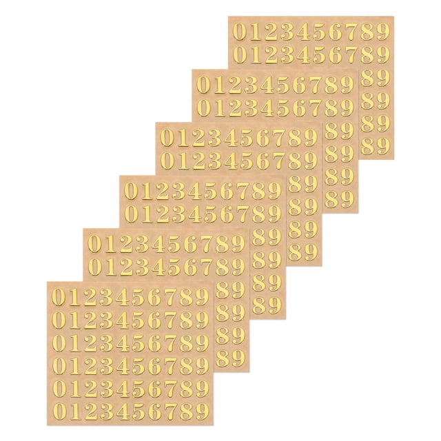 6 Hojas de Calcomanías de Resina Número 3D del 1 al 9, Calcomanías de Número Mini Doradas de Aleación Metálica para Uñas de Resina de 4.5 mm