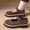 Coffee, variant on Women's Retro Faux Suede Chunky Heel Loafers, Round Toe Platform Casual Shoes, Adjustable Buckle Comfortable Mid Heel Walking Shoes for Daily Wear