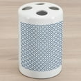 thumbnail image 1 of Ikat Ceramic Toothbrush Holder, Nautical Inspired Abstract Geometrical Shapes Rhombus Lines Squares Pattern, Decorative Versatile Countertop for Bathroom, 4.5" X 2.7", Blue Beige White, 1 of 4