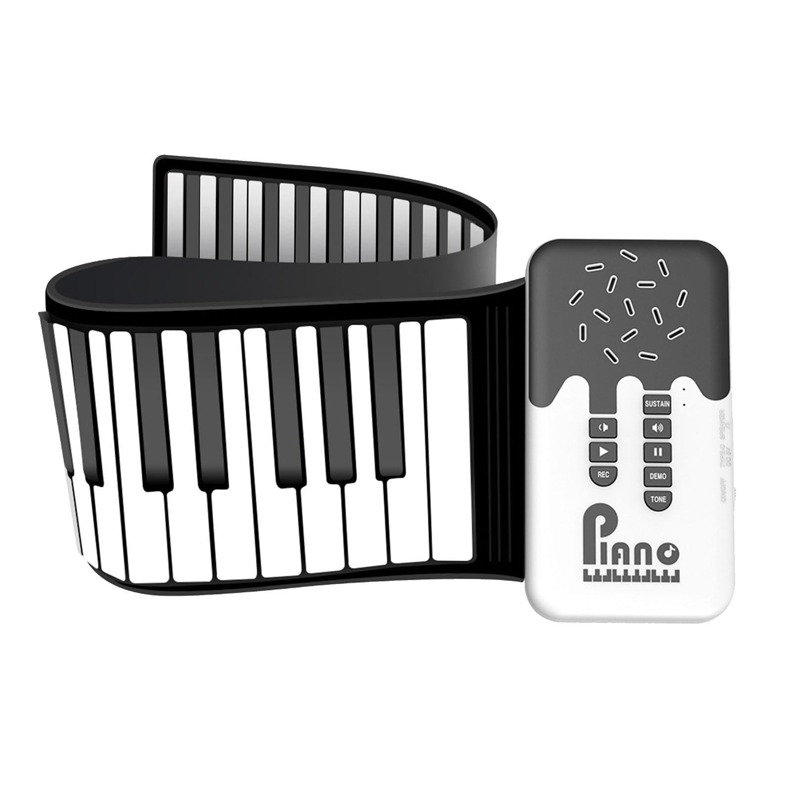 LeeQinersw 49 Key Foldable Portable Gift Recharging Roll up Piano Keyboard Electronic Music White