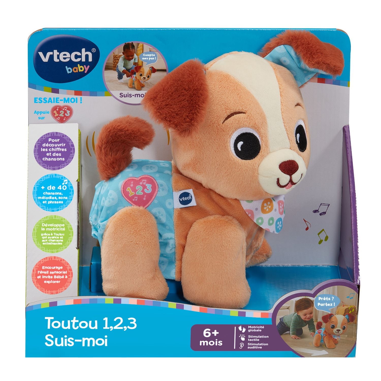 VTech Explore & Move With Puppy Walking Plush Toy - French Version, 6+ Months