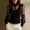 Black, variant on Morttic Women‘s Elegant Solid Color Sheer Mesh Top with Floral Embroidery – Long Sleeve Stand Collar Pleated Blouse Kahaki,One Size