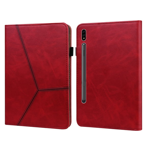 For Samsung Galaxy Tab S7 T870/T875/T876B Solid Color Embossed Striped Leather Tablet Case
