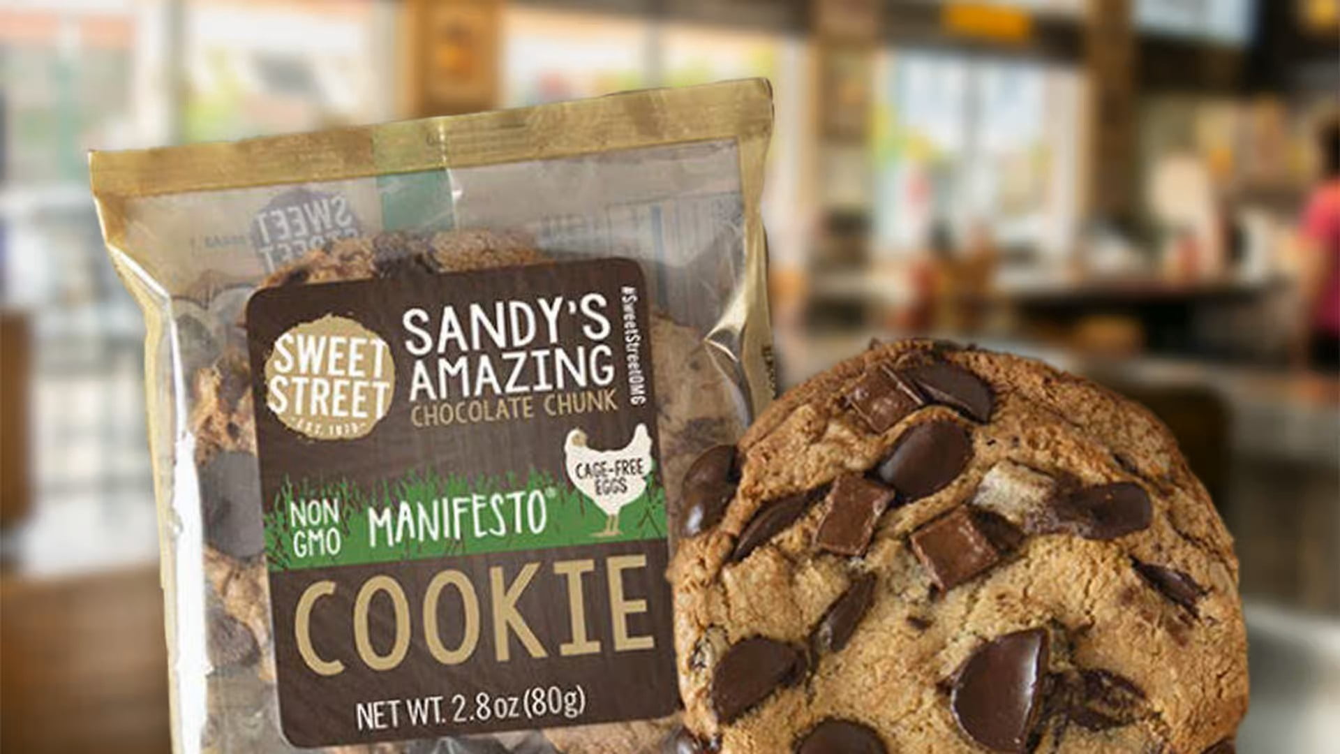 Sweet Street Desserts Sandy’s Amazing Chocolate Chunk Manifesto Cookie, Non-GMO, 2.8 oz Each (8 Pack)