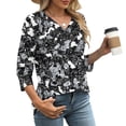 thumbnail image 6 of Drovellove Women's Casual Print 3/4 Length Sleeve Blouse with V Neck - Loose Fit Top for Home or Work, 6 of 7