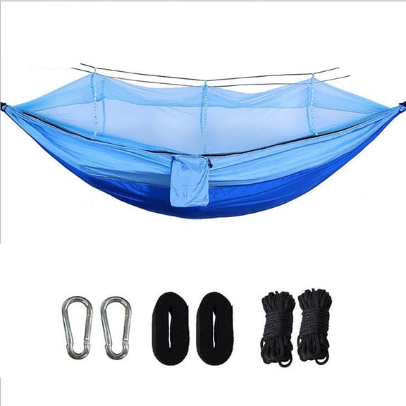 Cevemin 102.36 x 55.12 Inch Double Parachute Cloth Hammock with Net - Lightweight Breathable Outdoor Hanging Bed for Garden Yard Leisure