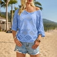 thumbnail image 2 of Crochet Lattice Tops For Women Short Sleeve Tops For Women Women Business Casual Short Sleeve Crochet Tops For Women Crochet Lattice Tops For Women Loose Fit Tee Shirt Women Cute Summer Tops, 2 of 5