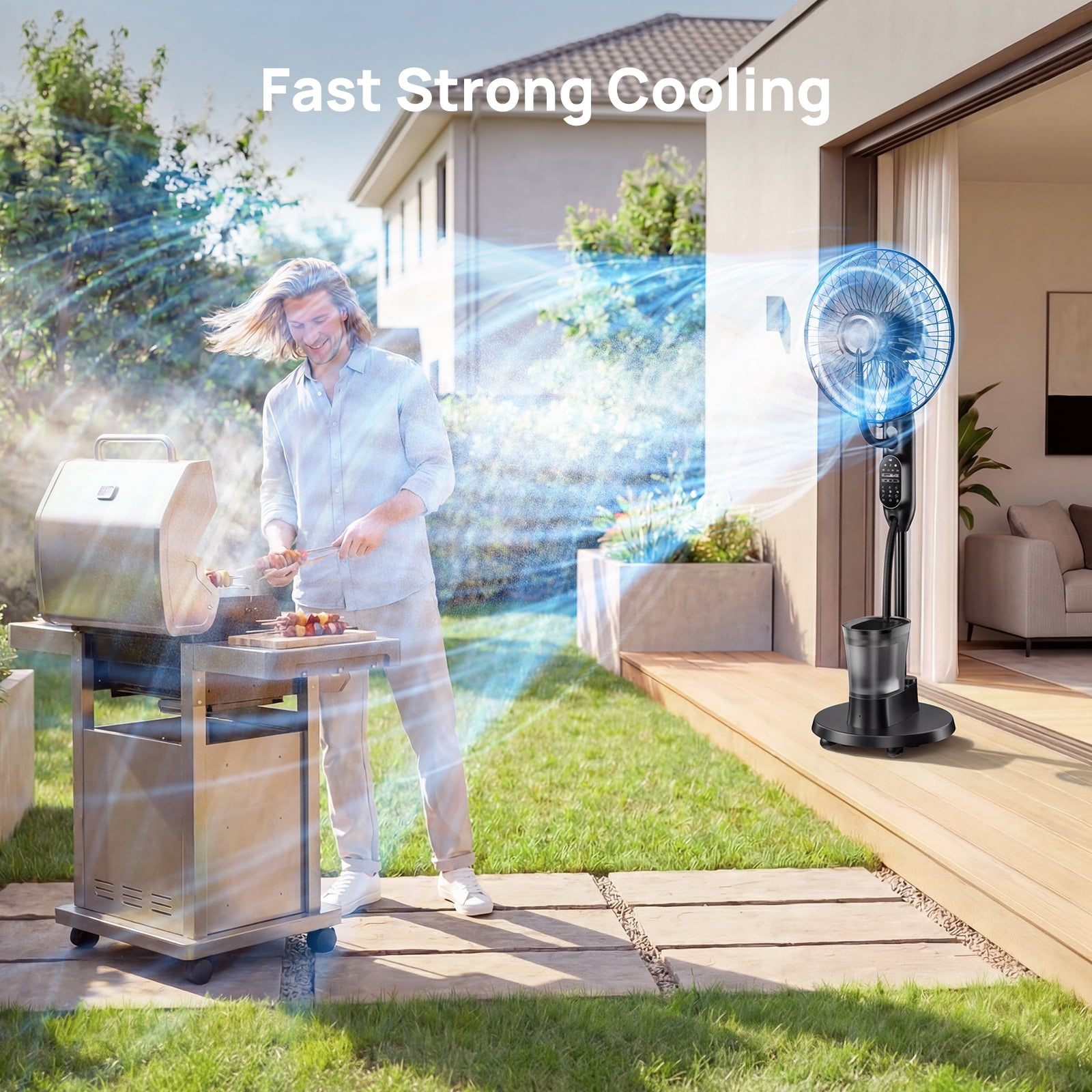 Pedestal Misting Fan, Mist Fan Mister Cooling Fan with 2.6L Large Water Tank, 9 Speeds Misting Standing Fan, Floor Fan with Remote for Home Bedroom Patio Outdoor
