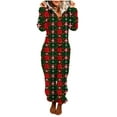 thumbnail image 2 of Frostluinai Ugly Christmas Fuzzy Fleece Onesies Pajamas Women Zipper Hooded Warm Sherpa Jumpsuit Sleepwear Xmas Graphic Playsuit Loungewear, 2 of 6