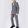 thumbnail image 6 of HAOTAGS Kids 5PC Suit Set, Jacket Vest Set Solid Color Formal Wear Coat Sleeveless Top Long Pants Tie Brooch 5-piece Set Gray 9-10 Years, 6 of 7