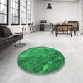 thumbnail image 4 of Ahgly Company Machine Washable Indoor Round Transitional Neon Green Area Rugs, 6' Round, 4 of 7