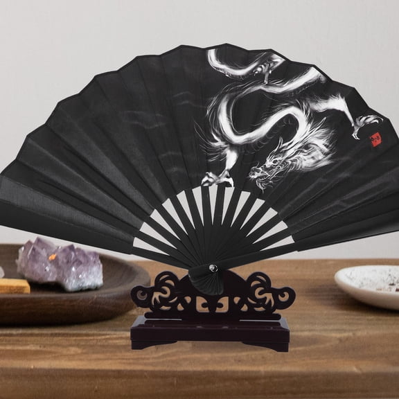 COSMOBETTY Folding Fan Holder with Plastic Round Base for Hand Fans, Elegant Display Stand for Decorative and Collectible Fans