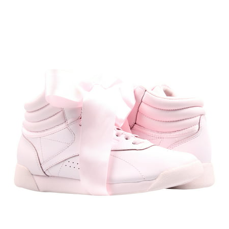Reebok Freestyle HI Satin Bow Pink/Skull Grey Women's Lifestyle Shoes (Best Freestyle Football Shoes)