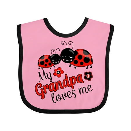 

Inktastic My Grandpa Loves Me with Cute Ladybugs Boys or Girls Baby Bib