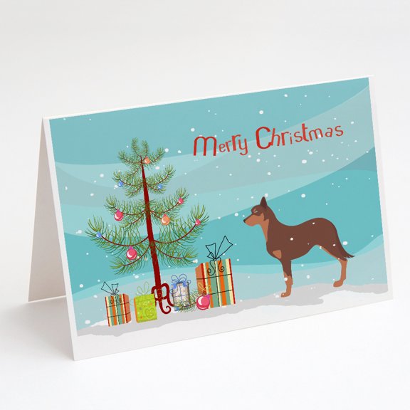 Australian Kelpie Dog Merry Christmas Tree Greeting Cards and Envelopes Pack of 8