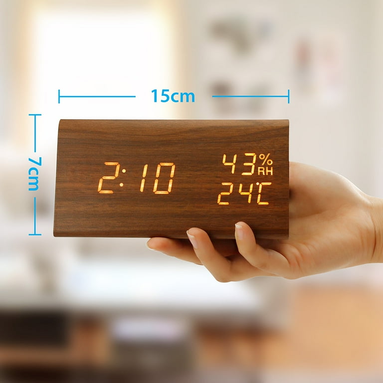 Checkmate Timber Multifunction Digital Alarm Clock Light Brown