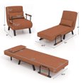 thumbnail image 2 of Costway Fauteuil-Lit Convertible Pliant à 5 Positions, Fauteuil Lounge Canapé avec Coussin, Café, 2 of 10