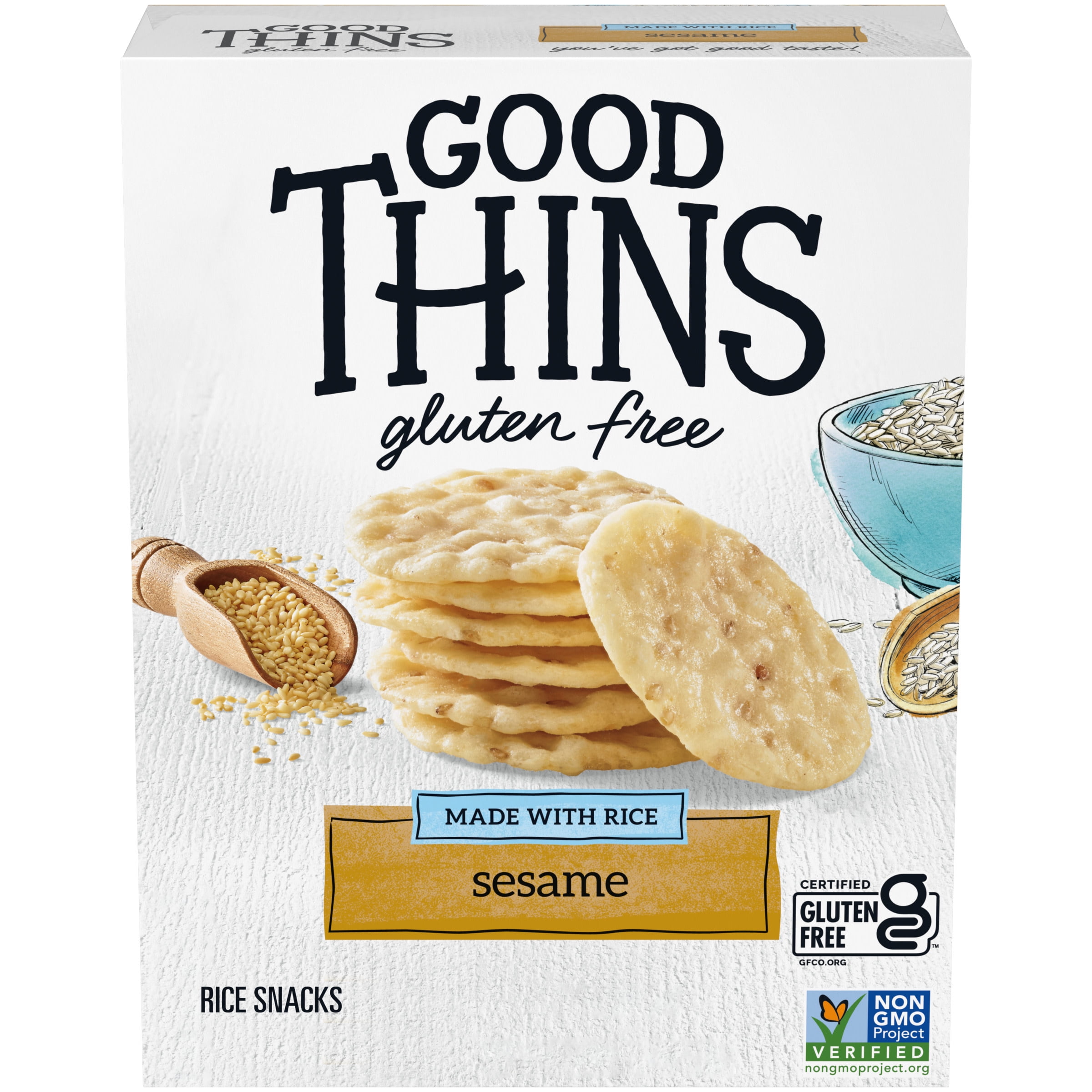 GOOD THINS Sesame Rice Snacks Gluten Free Crackers, Snack Crackers, 3.5 oz