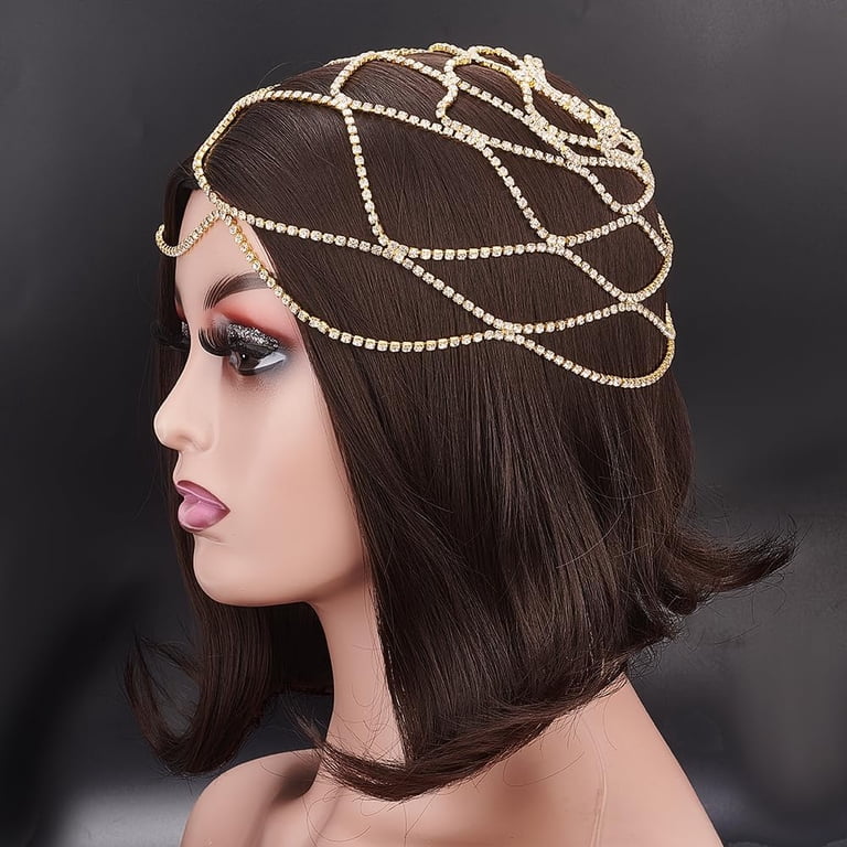 Rhinestone Mesh Headpiece Cap Vintage Rhinestone 1920s  display picture 1