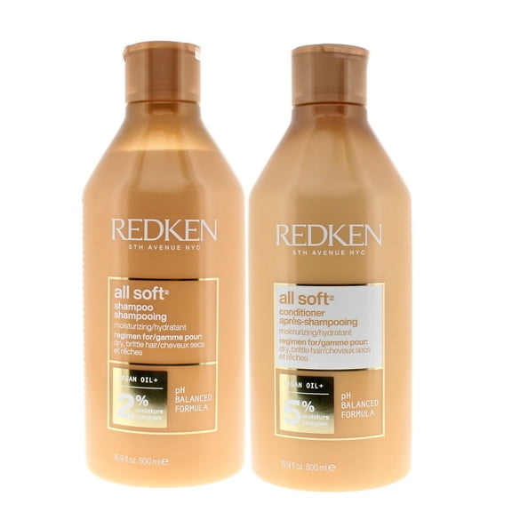 Redken All Soft Shampoo 2% and Conditioner 5% Moisture Complex 500ml/16.9oz Combo