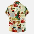 thumbnail image 4 of BLTIBY Christmas Shirt for Men Lapel Button Down Short Sleeve Hawaiian Shirts Xmas Santa Printed Casual Holiday Beach Shirts Tops Khaki M, 4 of 5