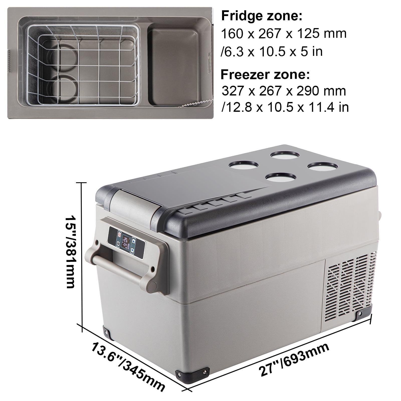 VEVOR Glacière Électrique Portable Réfrigérateur de Voiture 55L 12V Double  Zone
