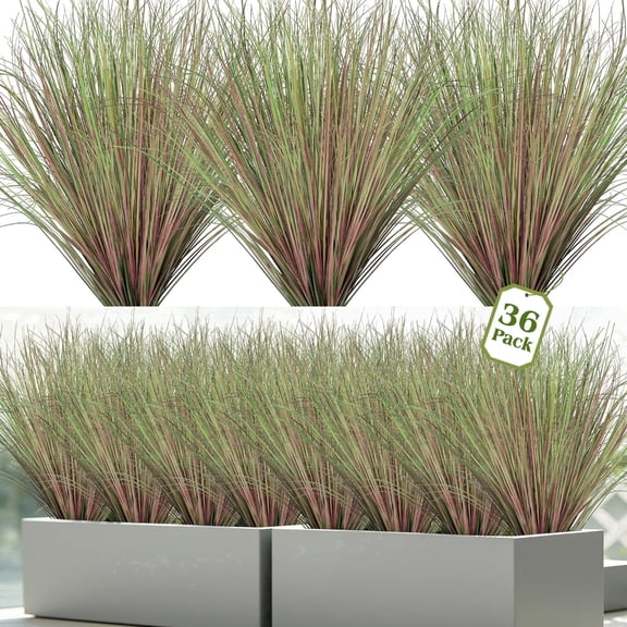 AcerichFad Fall Artificial Plants Grass, 36 Bundles Faux Tall Grass Plants Fake Greenery Stems Fall Decoration for Indoor Outdoor Garden Office Home Decor, Purple