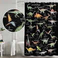 thumbnail image 5 of Black Dinosaur Shower Curtain, Waterproof Shower Curtains for Bathroom, Vintage Letters Farm Animals Washable Fabric Bathtub Curtain Set Bath Decor with 12 Hooks 48"x72", 5 of 8