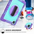 thumbnail image 3 of Dteck iPad Pro 11 2021 3rd Gen/2020 2nd Gen /2018 1st Case with Pencil Holder, Full-Body Rugged Shockproof Protective Cover Hand Strap & Shoulder Strap+360 Rotation Stand Cover,Purple+Mint Green, 3 of 9