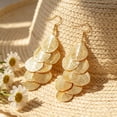 thumbnail image 6 of DESIGNICE Boho Gold Dangle Earrings for Women Trendy Long Drop Chandelier Bohemian Fligree Leaf Earrings Dangling Lightweight Hyopallergenic for Women, 6 of 14
