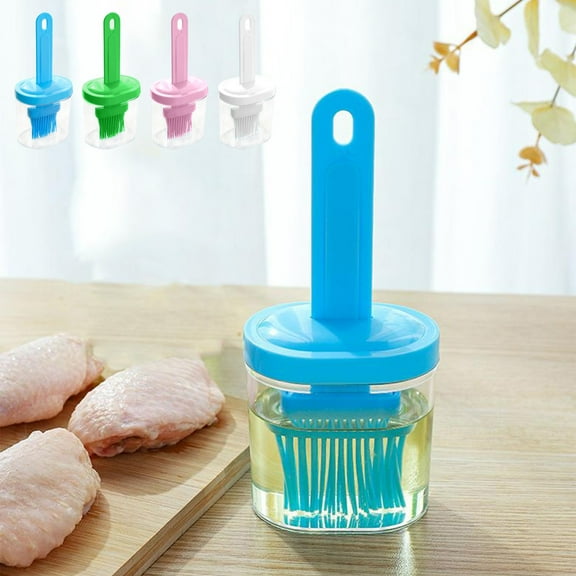Oil Brush Bottle with Integrated Cover, 6.7x2.7cm Plastic Basting Brush, Non-stick & Heat Resistant for Easy Grilling & Baking, Perfect for Kitchen Use and Bbq Cooking at Home,Vsgery