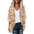 thumbnail image 2 of Cardigan 3/4 Sleeve for Women Lightweight Yellow,Kimono Cardigans for Women Summer Floral Print Puff Sleeve Chiffon Tops Lightweight Loose Cover Up Casual Blouse Tops, 2 of 4