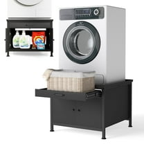 LUCKUP Laundry Pedestal for Washer & Dryer, Heavy Duty Platform Base Stand 29”Universal Fit All Machines w/Laundry Basket Shelf and Built-in Drain Hose