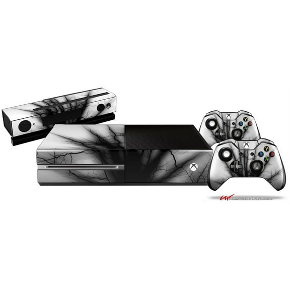 Lightning Black - Skin Bundle Decal Style Skin fits XBOX One Console Original, Kinect and 2 Controllers (XBOX SYSTEM NOT INCLUDED)
