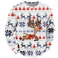 thumbnail image 4 of Chandail à Capuche Sans Capuche pour Hommes Hiver Chaud Col Rond Chandail Imprimé Flocon de Neige Père Noël Décontracté Confortable Doux, 4 of 4
