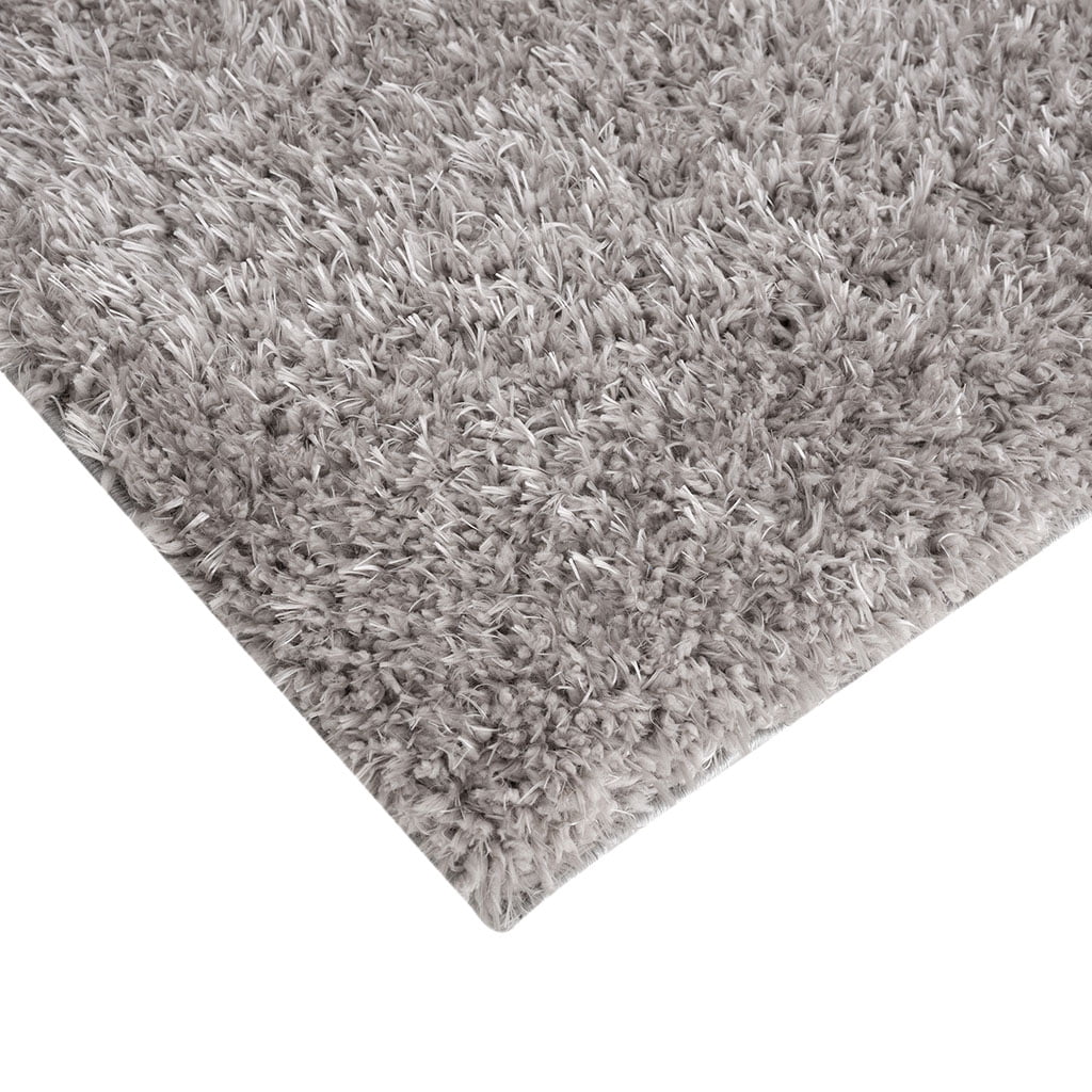 Super Soft Polyester Shag Area Rug 6x9ft Solid Grey High Pile Modern Rug Non-Slip Latex Backing Easy Clean for High-Traffic Living Room Home Decor