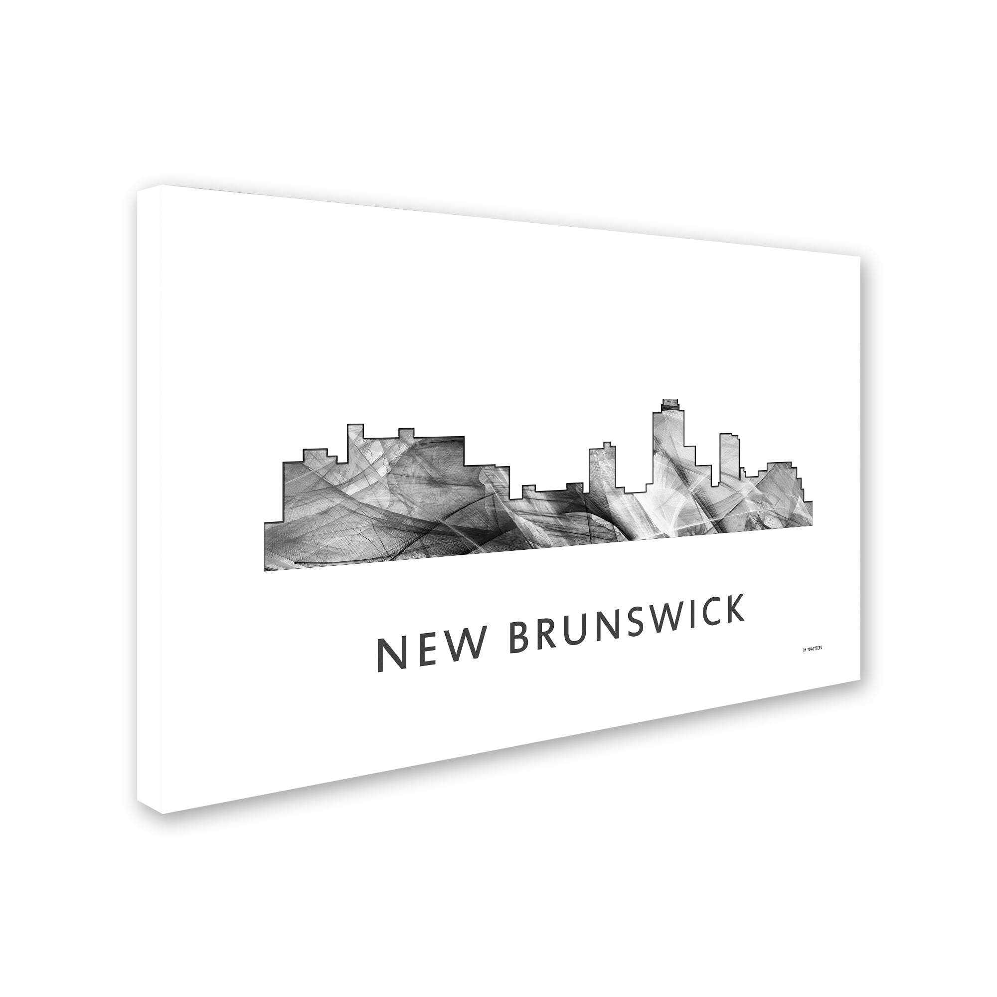 Trademark Fine Art 'New Brunswick NJ Skyline WB-BW' Canvas Art by Marlene Watson