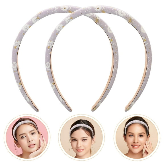 PAMINGONO 2Pcs Woman Headband Wide Design Purple Multi Color Easy to Adjust Comfortable All Day Wear