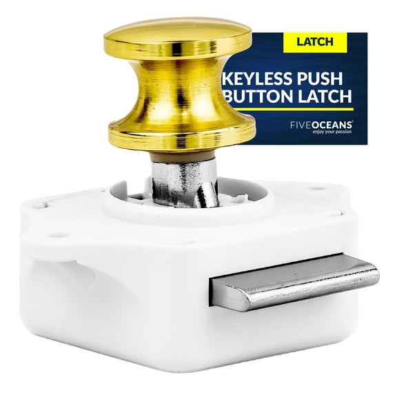 Five Oceans Polished Brass Keyless Push Button Latch FO91