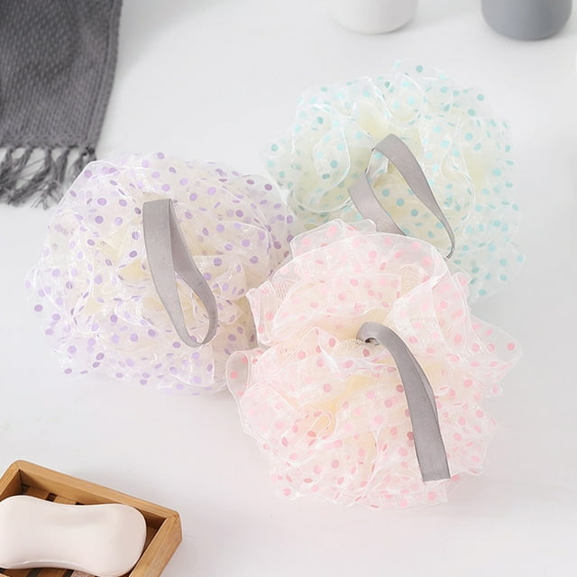 Fiudx Pelota de Baño de Lunares, Poliéster Suave, Espuma Esponjosa, Diseño Colgante para Un Secado Fácil, Experiencia de Baño Relajante, Ideal para Regalo Navideño, 18 X 18 Cm